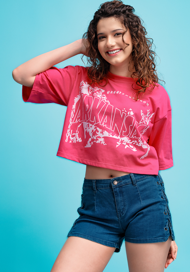 MIARA GRAPHIC HOT PINK TEE 